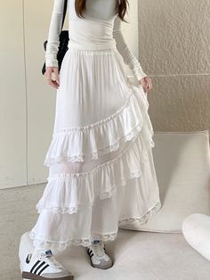 TAVIMART - Fashion Skirts for Women Streetwear Party French Style Skirts Solid Lace Split Mermaid Sweet Midi 2024 New Spring Summer Skirts Size, S, Waist: 62cm, Length: 82cm Size, M, Waist: 64cm, Length: 83cm Size, L, Waist: 68cm, Length: 84cm Size, XL, Waist: 72cm, Length: 85cm Attention : ( 1 inch=2.54 cm, 1 cm=0.39 inch ) High Waist Ruffled Maxi Skirt, Y2k Dresses, Nature Dress, Long Skirts For Women, Long Shirt Dress, Black Prom Dresses, Womens Dress Pants, Party Dress Long, Summer Skirts