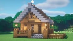 a small house made out of wood and bricks