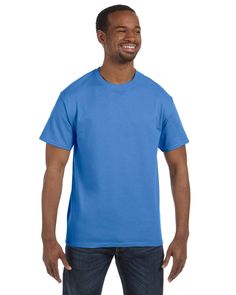 Adult 5.6 oz. DRI-POWER® ACTIVE T-Shirt - COLUMBIA BLUE - S | Jerzees Dri-Power Top in Columbia Blue Size Small | Cotton/Polyester Blend TXR, R, T Blank T Shirts, Columbia Blue, Carolina Blue, Men Short Sleeve, Custom Tshirts, Heavy Cotton, White Undershirt, Columbia, Cotton Tshirt