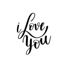 i love you handwritten lettering in black ink on white background with the word'i love