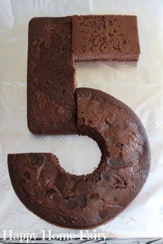 the number five is made out of chocolate cake