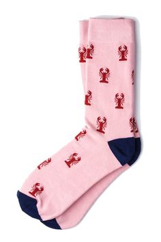 PRICES MAY VARY. Get your seafood fix with our Lobsters socks. These crustacean-laden socks feature red lobsters atop a pink background and navy heelturn. Fits Men's Shoe Size: 7-13 Dimensions: 3.25'' x 14.5'' Material: 80% Carded Cotton 3% Elastane 17% Spandex Made of a soft, high quality cotton blend, these moisture wicking socks will bring the stars within arm's reach Get your seafood fix with our Lobsters socks. These crustacean-laden socks feature red lobsters atop a pink background and nav Lobster Socks, Expensive Wishlist, Sock Ideas, Red Lobsters, Odd Socks, Moisture Wicking Socks, Silly Socks, Unique Socks, Funky Socks