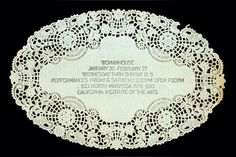 a white doily with the words wednesbury heritage written in black on it