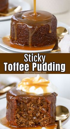 sticky toffe pudding with caramel drizzle on top