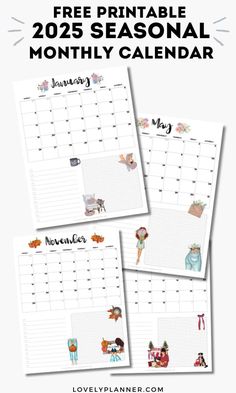 three free printable calendars for the new year