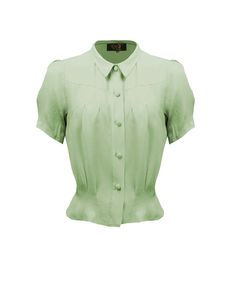 1930s Bonnie Blouse - Pistachio Women In The 1920s, 40s Clothing, 40s Outfits, Disposable Income, 1930's Dresses, Plus Fours, Business Casual Work, Wardrobe Planning, Vintage Inspired Outfits