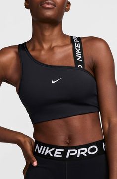 Nike Pro Swoosh Asymmetric Sports Bra | Nordstrom Bone Structure, Plus Size Bra, Sport Wear, Figure Skating, Skating, Aesthetic Clothes