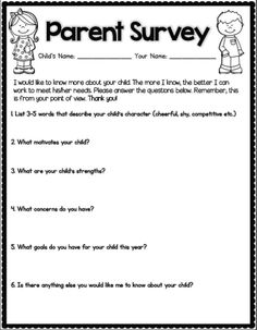 the parent survey is shown in black and white