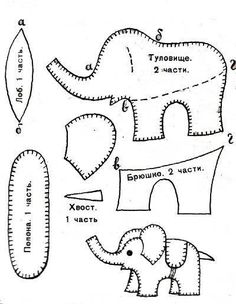 an elephant is cut out and ready to be used as a sewing project for children