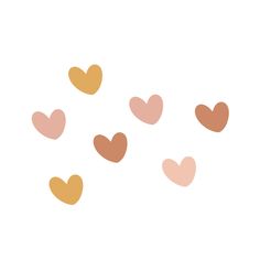 several hearts are arranged in the shape of heart shapes on a white background with gold and pink colors