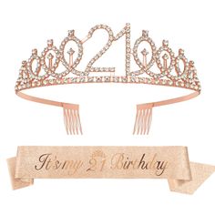 PRICES MAY VARY. 👸Birthday Sash for Women: The crown is set with dazzling rhinestones and looks very bright, just like the stars, pleasant to the eyes. It's your birthday day and we want you to look AMAZING! Let's spend an unforgettable and meaningful moment. This tiaras for women is perfect for your wife, daughters, sisters, female friend, lady, girl, mom, aunt, grandmother, bride, bridesmaide or fiancee for their birthday parties. And here is 2 colors: rose gold and gold. 💝Birthday Crown for Rose Gold Tiara Crowns, 21st Birthday Crown, 21st Birthday Sash, Happy Birthday Crown, 18th Birthday Gifts For Girls, First Birthday Crown, Girls Tiara, 100 Birthday Gifts, Rose Gold Tiara