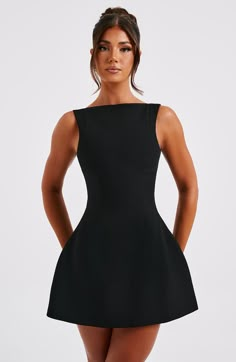 Alana Mini Dress - Black – BABYBOO Grad Outfits, Backless Dress Summer, Mode Tips, Elegant Mini Dress, Backless Bodycon Dresses, High Neck Designs, Sleeveless Short Dress, Graduation Dresses, Backless Mini Dress