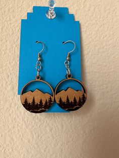 Mountain Earrings, Mountains, Wyoming, Colorado, Tennessee, Landscape Earrings, Earrings Wood is Maple Hardwood Cut and engraved with a laser machine Mountain Clay Earrings, Landscape Earrings, Tennessee Earrings, Mountain Earring, Southwestern Hand-tooled Earrings As Gift, Mountain Earrings, Maple Hardwood, Wooden Earrings, Wood Earrings