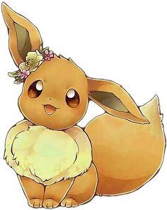 a cute little pikachu with a flower in her hair