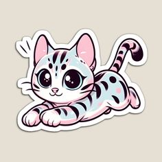 a sticker with a cat laying on it's back