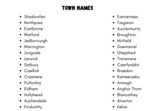 the names of different towns in england