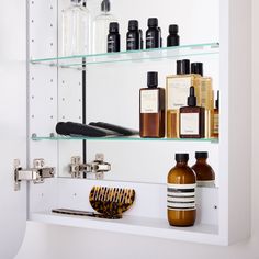 the shelves are filled with different types of personal care products