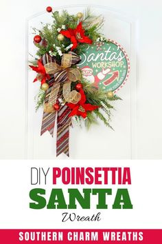 this diy poinsettia santa wreath is so cute and easy to make