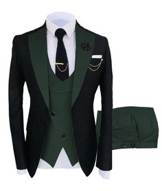 Color: Dark Green, Size: L Tuxedo Suit For Men, Formal Wedding Suit, Wedding Blazers, Terno Slim, Prom For Guys, Prom Suits For Men, Luxury Party, Slim Fit Tuxedo, Dress Suits For Men