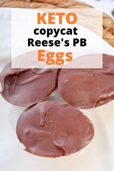 keto copycat reese's pb eggs on a plate with text overlay