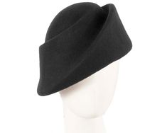 This beautiful black ladies fashion hat from Max Alexander winter fashion collection features unusual elegant shape and is made from pure wool felt. Buy ladies hats on-line in Australia and SAVE! Formal Wool Felt Hat For Winter, Chic Wool Cloche Hat For Winter, Elegant Wool Felt Hat For Fall, Elegant Winter Hat With Structured Crown, Fitted Wool Cloche Hat, Elegant Wool Cloche Hat For Fall, Chic Wool Cloche Hat, Elegant Winter Cloche Hat With Short Brim, Formal Black Wool Hat