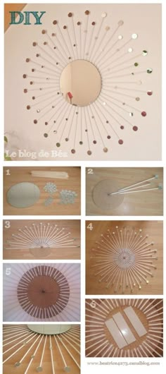 the instructions for how to make a diy sunburst mirror with wood dows