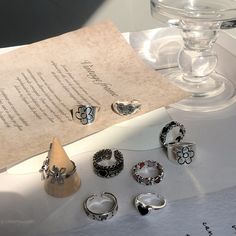 Grunge Accessories Rings, Grunge Jewellery Rings, Y2k Rings Aesthetic, Fairygrunge Rings, Silver Jewelry Aesthetic Rings Grunge, Edgy Accessories