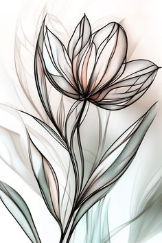 a drawing of two flowers on a white background