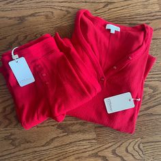 Pj Salvage Cozy, Textured, Lounge Set Brand New With Tags Size Medium Style #: Ritest-Red Description: Beautiful Red Long Sleeve V-Neck Henley Top, And Banded Jammie Lounge Pant. A Set Doesn't Get Any Softer In 2x2 Rib Peachy Jersey. Size Medium. Color: Red Fabric: Poly - Rayon W/ 5% Elastane 2x2 Rib Peachy Care: Cozy Items Are Delicate. Handle With Care And Turn Garment Inside Out. Machine Wash Cold. Do Not Bleach. Lay Flat To Dry. Red Relaxed Fit Sleepwear For Loungewear, Red Relaxed Fit Sleepwear, Red Playful Sleepwear Sets, Red V-neck Loungewear Set, Playful Red Sleepwear Sets, Red V-neck Sleepwear For Loungewear, Henley Top, Lounge Sets, Red Fabric