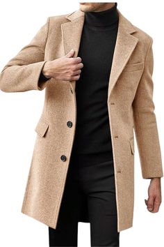 About this item

Add Warmth - Single breasted trench coat men is made of high quality wool polyester blend fabrics, soft to the touch, comfortable, and keep you warm on cold days.
Stylish & Timeless - The long pea coats for men are designed with single breasted, notched lapel collar, two side pockets, slim fit, long sleeve, a wonderful pea coat to show your charm.
Easy Clothing Match - Winter coats for men are versatile pieces that can be styled in many ways to fit any style. The overcoat for men goes well with shirts, sweaters, jeans, trousers, etc.
Versatility Casual Long Coat - The wool blend coat jacket is perfect for any occasion like daily casual wear, business, work, dating, dinner, travel, holidays, festivals, party, and so on. Long Blazer Coat, British Style Men, Streetwear Men, Loose Fit Jeans