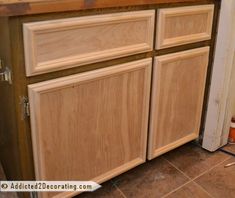 the cabinets are being installed in the kitchen