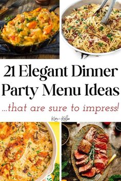 These elegant dinner party menu ideas are perfect for any special occasion! These delicious dishes, sides, and desserts will impress anyone! #dinnerparties #party #dinner Elegant Dinner Party Menu Ideas, Dinner Party Menu Ideas, Party Menu Ideas, Dinner Party Planning, Unique Dinner, Fancy Dinner Recipes, Dinner Party Menu, Elegant Dinner Party, Favorite Recipes Dinner