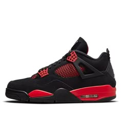 Dressed in a Black, White, and Red color scheme. This Air Jordan 4 will look similar to the “Thunder” Air Jordan 4, though the original Yellow has been replaced for Red. Other details will include a Black nubuck upper with White detailing on the branded areas atop a Black rubber sole. SKU: CT8527-016 Release Date: 15 Jan 2022 Color: Black/White-Red Jordan 4 Rouge, Red And Black 4s, Red Shoes For Men, Black And Red Jordans, Red And Black Jordans, Red Shoes Men, Shoes Red And Black, Hard Shoes, Best Sneakers For Men