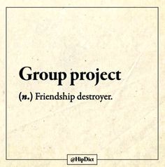 a group project with the words'friendship destroyerer'in black and white