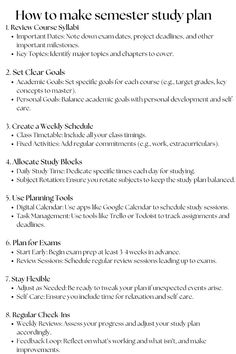 a paper with the words how to make a stemer study plan