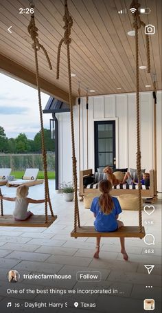 a woman sitting on a porch swing with the caption'the journey to your forever home takes time '