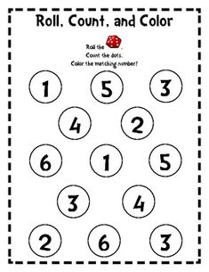 the roll and count game is shown with numbers for each number, which has been placed on