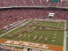 a football stadium filled with lots of fans and cheerleaders on the sidelines