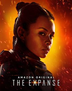 the expanse movie poster with an image of a woman wearing armor and looking into the distance