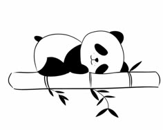 a panda sleeping on top of a tree branch