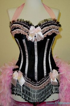 Pick Size-Pink & Black Victorian Lace Moulin Burlesque image 1 Pink Overbust Corset For Party, Pink Underbust Corset For Party, Black Corset Dress With Cancan For Costume Party, Black Coquette Corset Dress For Costume Party, Pink Gothic Fitted Corset Dress, Fitted Black Corset For Dance, Pink Underbust Corset With Boning, Pink Fitted Gothic Corset, Fitted Gothic Pink Corset