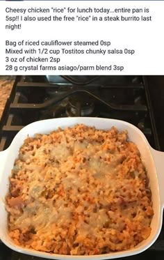 a casserole dish with meat and cheese in it on top of a stove