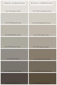 the different shades of paint that are available in this color scheme, including brown and gray