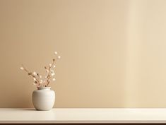 a white vase with some flowers in it