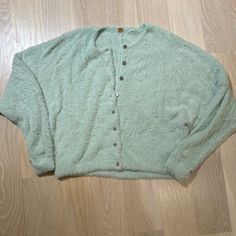 Brand New With Tag Color Is A Mint Green Color Size Small Relaxed Fit, Very Stretchy Chunky Sage Green Sweater, Fuzzy Cropped Cardigan, Mint Green Color, Free People Sweaters, Cropped Cardigan, Green Color, Mint Green, Green Colors, Sweaters & Cardigans