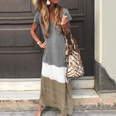 Summer Maxi Dress Boho, Casual Beach Wear, Casual Tie, Short Sleeve Maxi Dresses, Tie Dye Maxi, Mode Casual, Long Dress Casual, Tee Shirt Dress, Comfy Dresses