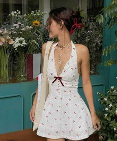 Vestidos Vintage, Cherry Print, Halter Mini Dress, European Summer, Looks Chic, Mini Dresses Summer, Girly Outfits, Bella Hadid, Looks Vintage