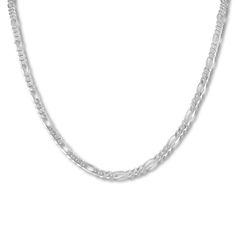 This handsome men's figaro chain necklace is crafted of sterling silver. The 24-inch necklace fastens with a lobster clasp. Silver Figaro Chain Link Necklace, Silver Figaro Link Chain Necklace, Silver Figaro Chain Necklace With Oval Links, Classic Silver Figaro Chain Necklace, Sterling Silver Figaro Chain Necklace With Oval Links, Classic Sterling Silver Figaro Chain Necklace, Figaro Chain Men, Jewelry Education, Figaro Chain Necklace