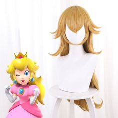 the princess peach is standing next to a wig