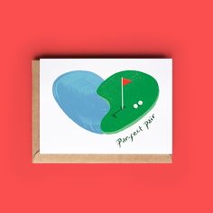 a greeting card with a heart shaped golf ball and the words perfect par on it